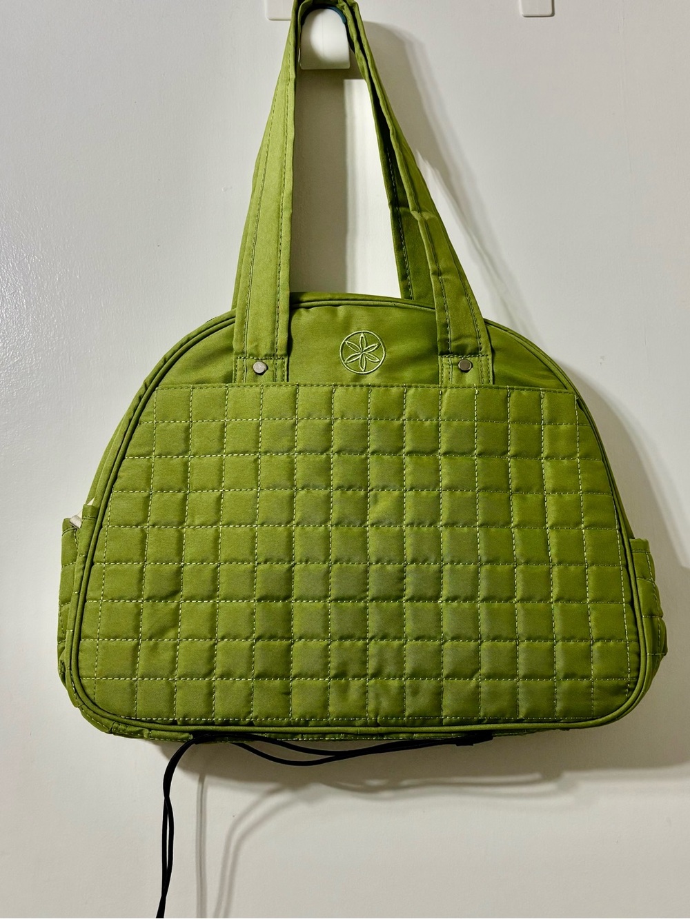 GAIAM Olive Green Quilted Tote Bag with Double Handles